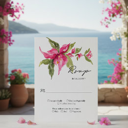 Cartons Réponse Bougainvilliers tropicaux Mariage d'aquarelle