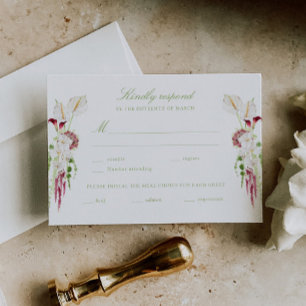 Cartons Réponse Bouquet de fleurs en cascade pour mariage