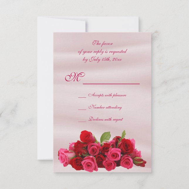 Cartons Réponse Bouquet De Roses Rouges Romantiques Anniversaire (Dos)