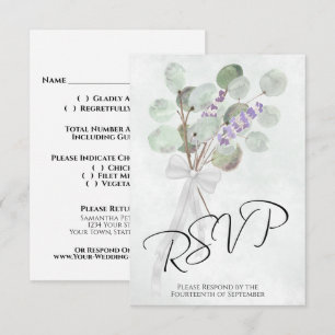 Cartons Réponse Bouquet d'eucalyptus et de lavande Élégant mariage