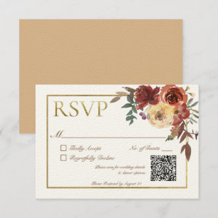 Cartons Réponse Bouquet floral ivoire avec code QR or