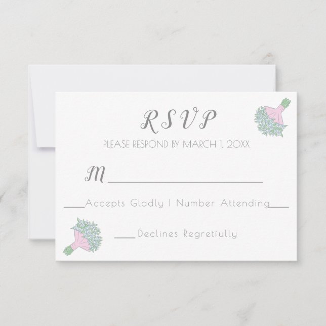 Cartons Réponse Bouquet Mariage de style Doodle (Devant)