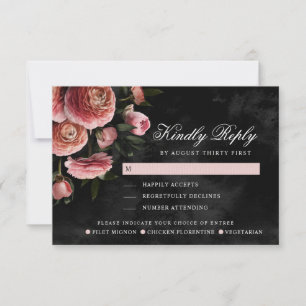 Cartons Réponse Bouquet rose romantique et Moody   Options de repa