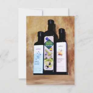 Cartons Réponse Bouteilles en verre avec huile d'olive, citrouille
