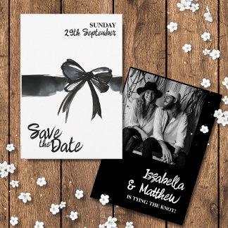 Cartons Réponse Bow blanc noir moderne Mariage simple