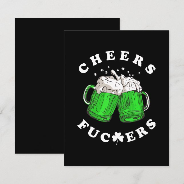 Cartons Réponse Bravo Jour de la Saint Patrick bière Boire drôle (Devant / Derrière)