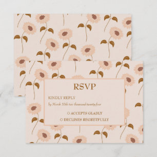 Cartons Réponse Brown Beige Retro Y2K Hippie Motif de tournesol