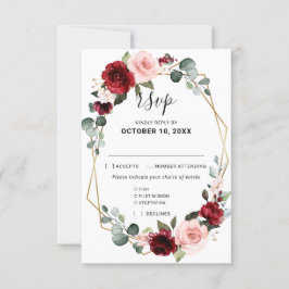 Cartons Réponse Burgundy Blush Floral moderne Mariage géométrique