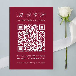 Cartons Réponse Burgundy Mariage Big QR Code Simple Calligraphie