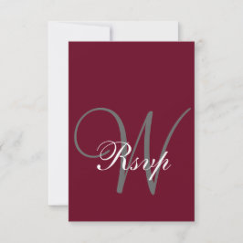 Cartons Réponse Burgundy Red Elegant MOnogramme officiel