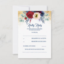 Burgundy Rouge et bleu marine Mariage nautique RSV