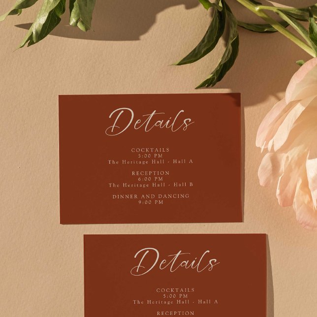 Cartons Réponse Burnt Orange Mariage Boho Détails (Créateur téléchargé)