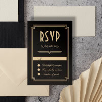 Cadre Art déco classique Mariage d'or noir