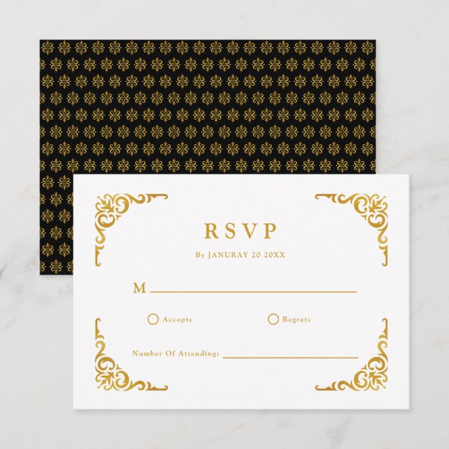 Cartons Réponse Cadre baroque Royal Black and Gold Ornamental (Devant / Derrière)