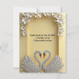 Cartons Réponse 🌺Cadre de cygne romantique avec accent de cristal