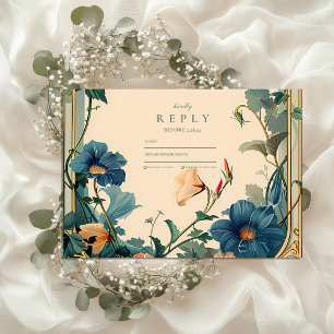 Cartons Réponse Cadre de mariage Fleur de saphir vintage