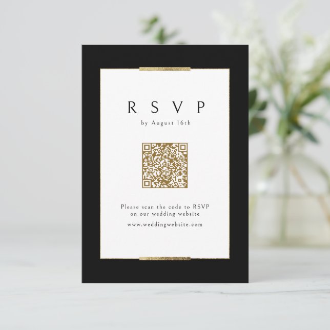 Cartons Réponse Cadre Elegance Black Simple Modern Classy Code QR (Debout devant)