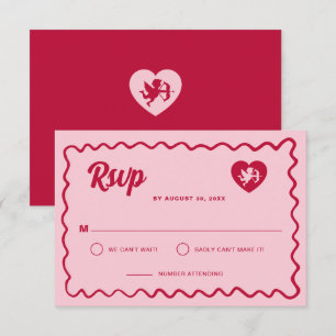 Cartons Réponse Cadre ondulé rétro rouge cœur Cupidon Mariage