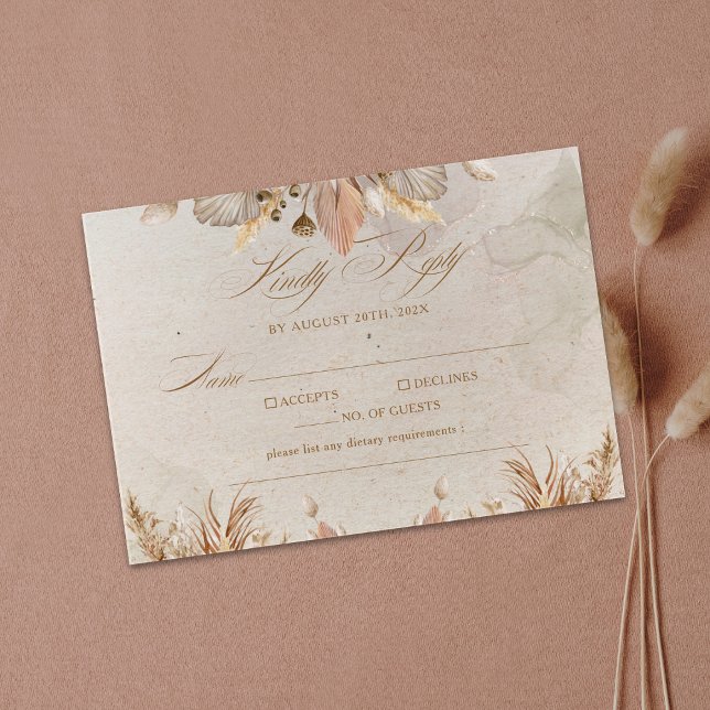 Cartons Réponse Calligraphie Automne Boho Script Mariage (Créateur téléchargé)