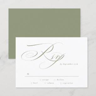 Cartons Réponse Calligraphie classique élégante Sage Mariage vert