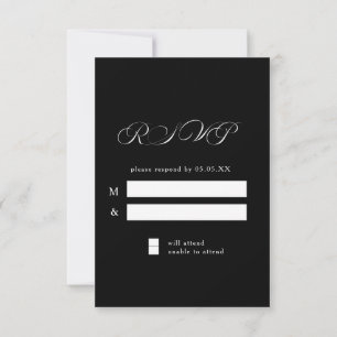 Cartons Réponse Calligraphie intemporelle Noir classique Mariage R