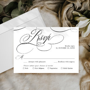 Cartons Réponse Calligraphie moderne intemporelle mariage noir et 