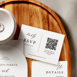 Cartons Réponse Calligraphie moderne QR Mariage Scannez Pour