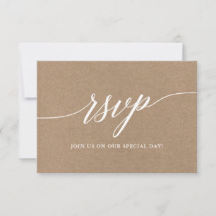 Cartons Réponse Calligraphie moderne Script Mariage Kraft Repas