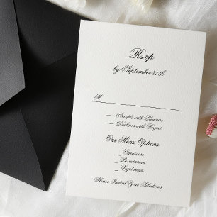 Cartons Réponse Calligraphie officielle Mariage classique noir et