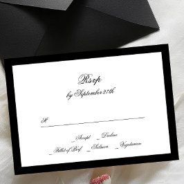 Cartons Réponse Calligraphie officielle Noir encadré Mariage class