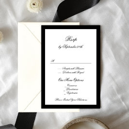 Cartons Réponse Calligraphie officielle Noir encadré Mariage class