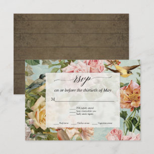Cartons Réponse Campagne Chic Vintage Roses Fleurs Bois Rustique R