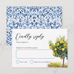 Cartons Réponse Carreaux italiens Citron Arbre Aquarelle Mariage