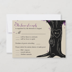Cartons Réponse Carte-réponse de mariage Oak Tree avec choix de me
