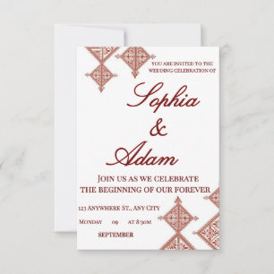 Cartons Réponse Carton d'invitation de mariage à motif berbère mar