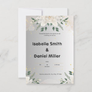 Cartons Réponse Carton d'invitation de mariage floral élégant blan
