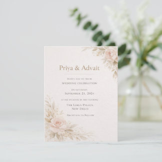 Cartons Réponse Carton d'invitation de mariage floral minimaliste