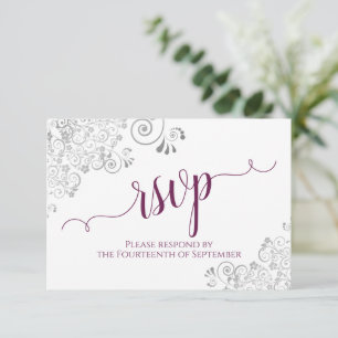 Cartons Réponse Cassis Magenta & White Elegant Mariage de calligra