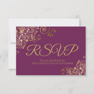 Cartons Réponse Cassis Purple Magenta Élégant Mariage de boucles d