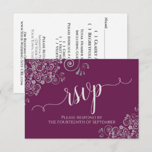 Cartons Réponse Cassis Violet Élégante Calligraphie Dentelle Maria
