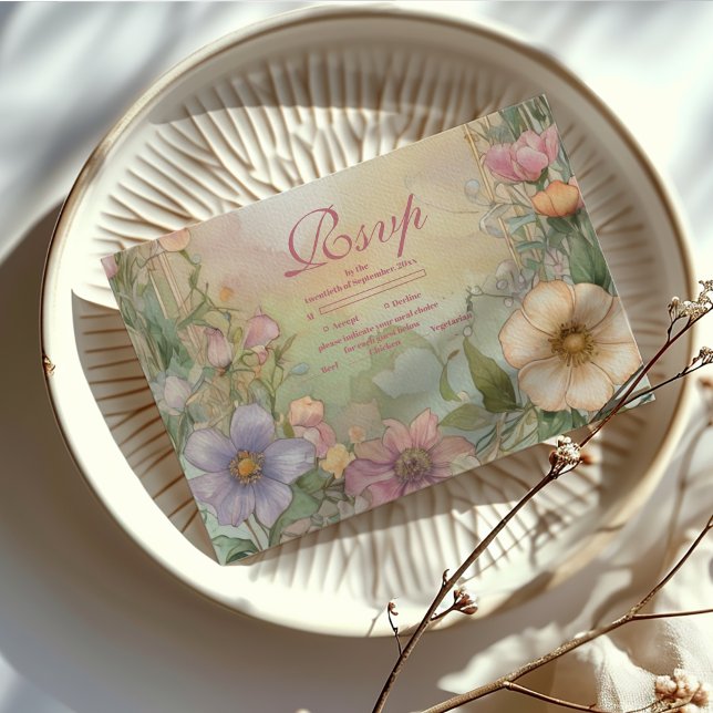 Cartons Réponse Célébration de Quinceanera Florale Rose (Créateur téléchargé)