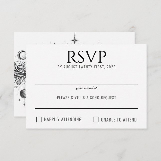 Cartons Réponse Céleste noir et blanc (Devant / Derrière)