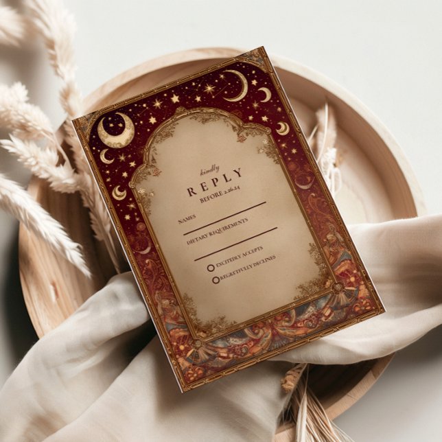 Cartons Réponse Celestial Burgundy Baroque Wedding (Créateur téléchargé)