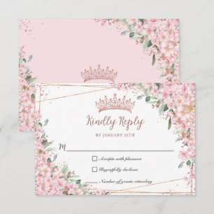 Cartons Réponse Cerisier Fleurs Rose Gold Sweet 16 Quinceañera XV