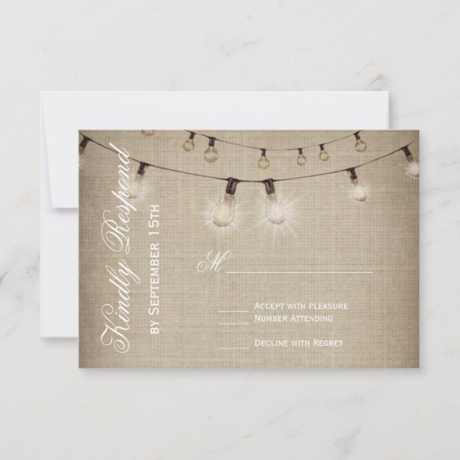 Cartons Réponse Chaîne de lumières Mariage campagnard rustique Car (Devant)