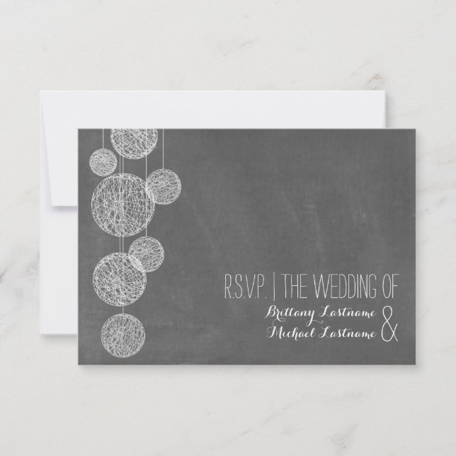 Cartons Réponse Chalkboard Inspiré Twine Globes Mariage R.S.V.P. (Devant)