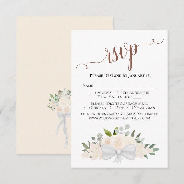 Cartons Réponse Champagne Blush Peach Aquarelle Rose Mariage (Devant / Derrière)