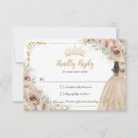 Champagne Crème Beige Florale Princesse Quinceañer