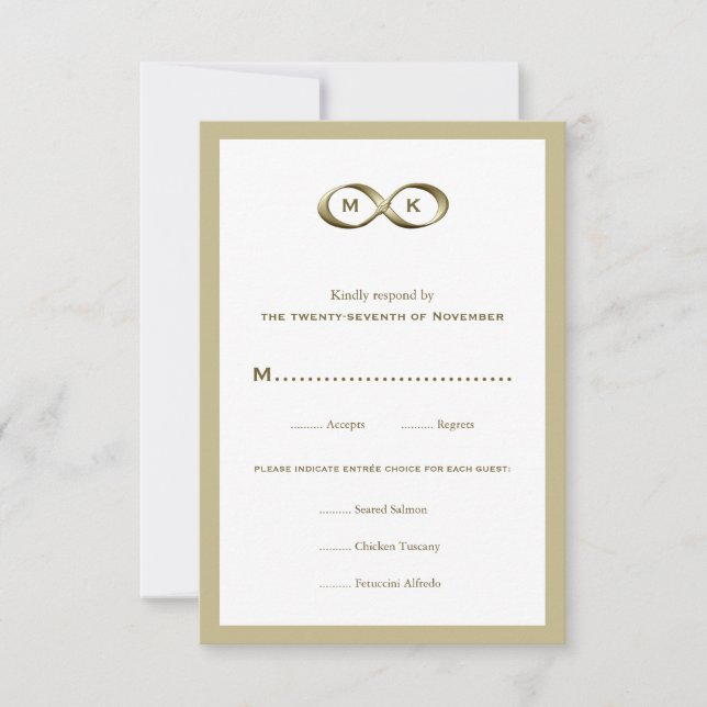 Cartons Réponse Champagne Gold Infinity Habillement main Mariage R (Devant)