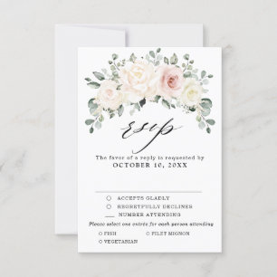 Cartons Réponse Champagne Ivory Blush rose Floral Mariage